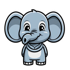 Obraz premium Pixel Art Cute Baby Elephant With Big Ears and Expressive Eyes Standing On Black Background