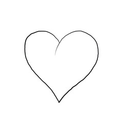 Heart. Hand drawn. Illustration of the heart. White background. Black outline. The heart-shaped line. Cute, love, spring, a declaration of love. Minimalism. It is the heart of art.