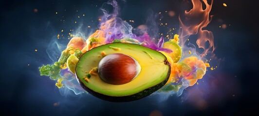 a light avocado coming out of the smoke,generative AI