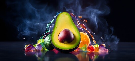 a light avocado coming out of the smoke,generative AI