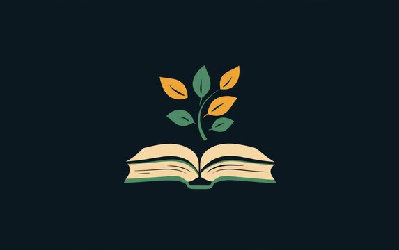 Open book with growing plant signifies knowledge