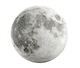 Detailed full moon, textured surface, black background isolates it