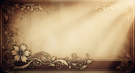Vintage ornate floral border with soft glowing light.