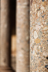 Puddingstone column detail in Charles V Palace, Granada underground