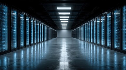 Fototapeta premium Server Room Data Center | Hosting, Network, Cloud, IT