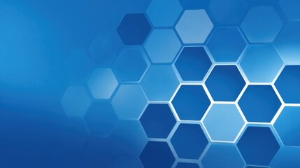 Abstract blue hexagonal pattern background design with soft gradient and modern geometric elements suitable for technology, science, and digital themes