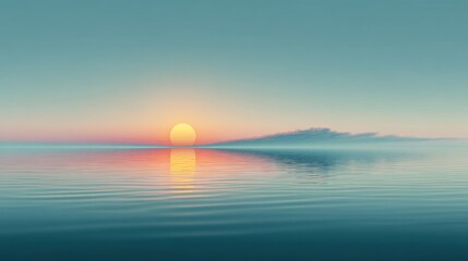 Obraz premium Tranquil Sunset Over Serene Water With Soft Pastel Colors In A Calm Horizon Creating A Peaceful and Reflective Atmosphere for Relaxation and Meditation