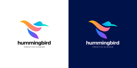 Modern Gradient Hummingbird Symbol Logo Template Vector Illustration