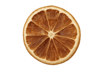 Dried orange slice for garnish on transparent background