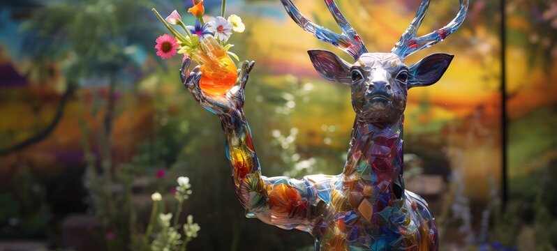 A athena , a small creature made of glass that is sitting in the palm of your hand,generative AI