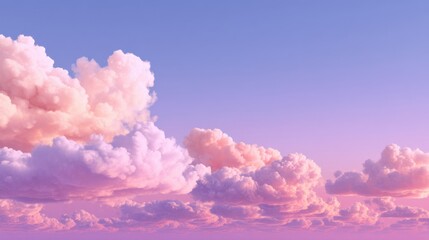 Fototapeta premium Soft Pink and Purple Clouds in a Calm Sky at Dusk During a Beautiful Sunset with Gentle Pastel Hues and Dreamy Atmosphere