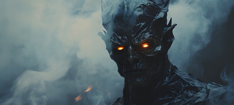 a light ziz demon , coming out of the smoke,,generative AI