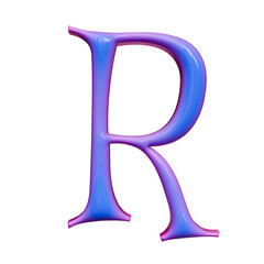 Alphabet, number and symbol 3d word render Blue Purple Glossy Swirl Ornament