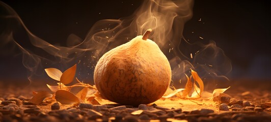 a light sapodilla , coming out of the smoke , highly detailed,generative AI
