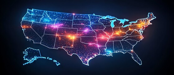Electoral college map of the United States, featuring vibrant states with electoral votes clearly marked, political landscape, highdetail and accurate representation