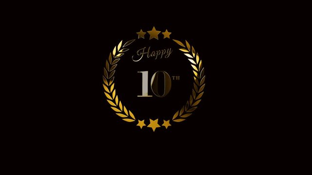luxury gold happy ten years anniversary symbol