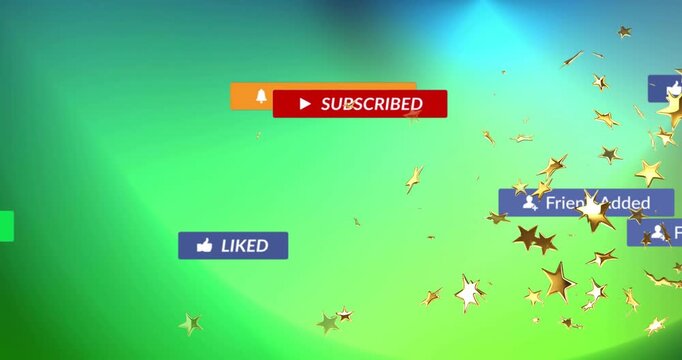 Stars entering right making subscribe bars float cursor clicking turning subscribed showing buzz