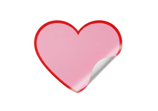 Pink heart sticker isolated on transparent background