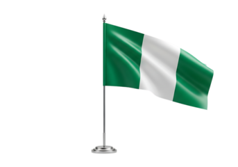 Nigerian flag waving isolated on transparent background