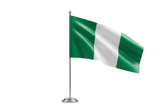 Nigerian flag waving isolated on transparent background