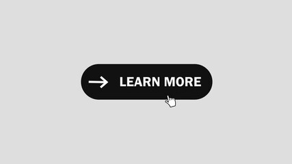 A simple learn more button animation isolated on a white background, inviting exploration in 4k