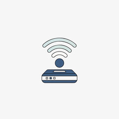 Wireless Router Icon A Minimalist 2D Vector Illustration for Internet Connectivity and Networking