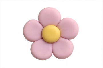 Pink and yellow clay flower with transparent background