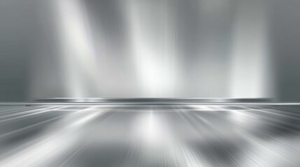 Obraz premium Shiny abstract background with silver metallic surface and soft light rays creating a smooth and elegant atmosphere for modern designs and presentations