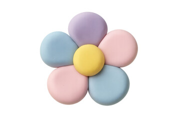 Colorful pastel clay flower object on transparent background