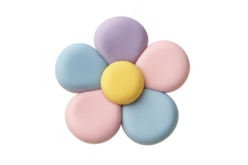 Colorful pastel clay flower object on transparent background