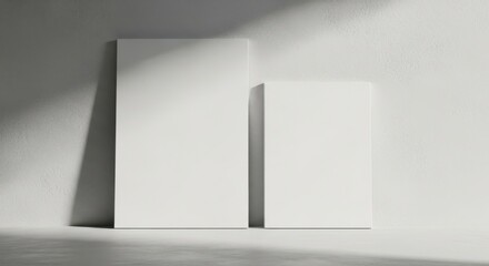 Obraz premium Cardboard boxes shadows minimalist studio product display