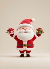 Obraz premium 크리스마스,귀여운 산타와 친구들 