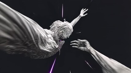 Abstract Sculpture: Divine and Surrealist Hands in Motion - An Ethereal Artistic Expression in Modern Light and Shadow - Powered by Adobe