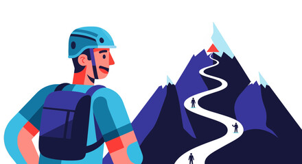 A Person Achieving Goals By Climbing a Mountain, Representing Self-Improvement