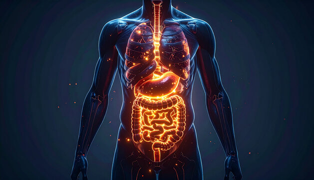 Human Digestive System Anatomy Illustration.