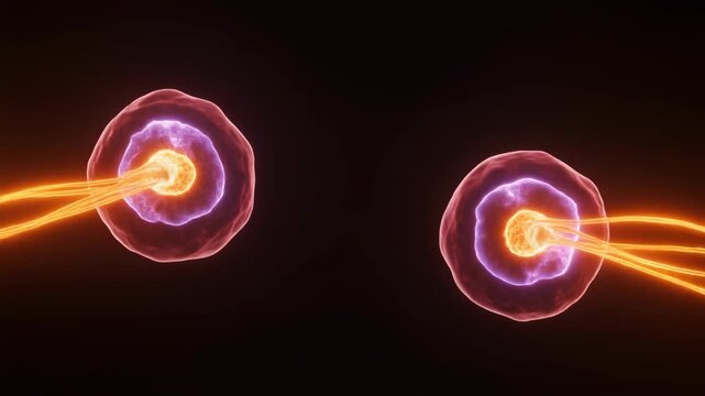 Microscopic animation of centrosomes migrating within cells