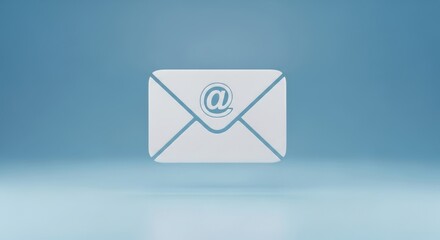 Stylized email envelope symbol in a minimalistic blue presentation with 3D rendering