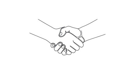 Minimalist illustration of a handshake in a continuous line drawing for business ventures
