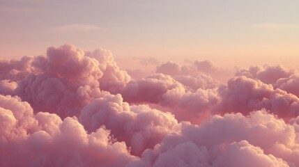 Fototapeta premium Cumulus cloudscape glows with soft pastel shades during twilight hours