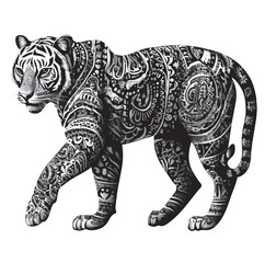 black and white, tribal tiger,