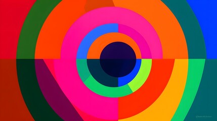 Obraz premium Symmetrical arrangement of vibrant, concentric arcs creates a dynamic visual pattern