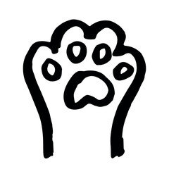 Hand drawn cute cat's paw Cat, dog, animal, pet, tiger paw clipart in doodle style Single element for print, web, design, decor, greeting cards, children's prints