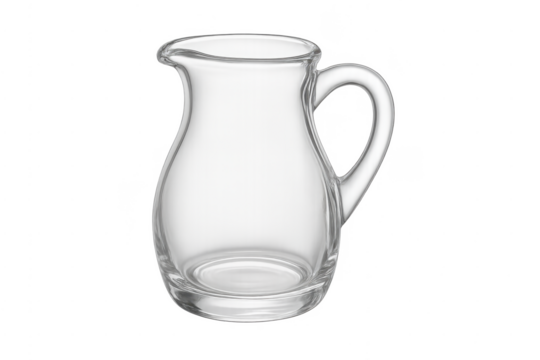 Empty glass pitcher with handle and spout
