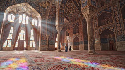Shafts of light in ornate mosque - Powered by Adobe
