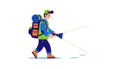 Obraz premium Adventurer Explores in Darkness, Shining Light on Unknown Paths of Wonder