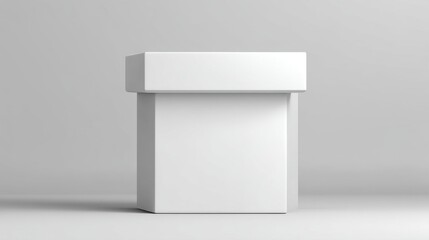 Minimalist White Cube Container on Grey Background for Abstract Design and Creative Mockup Use in Modern Artistic Projects