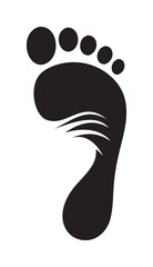Footprint silhouette vector, minimalist black foot icon with curved lines &mdash; stock vector