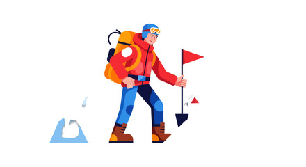 Adventurous Climber Ascends Towards a Peak, Illustrating Dedication and Adventure