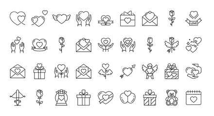 Valentine's Day Icon Set Love Romance Symbols Collection heart cupid