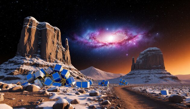 Cubes under Cosmic Desert Sky